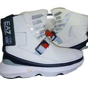 Emporio Armani White x ACBC limited edition, size 42 and Black High-Top Sneakers